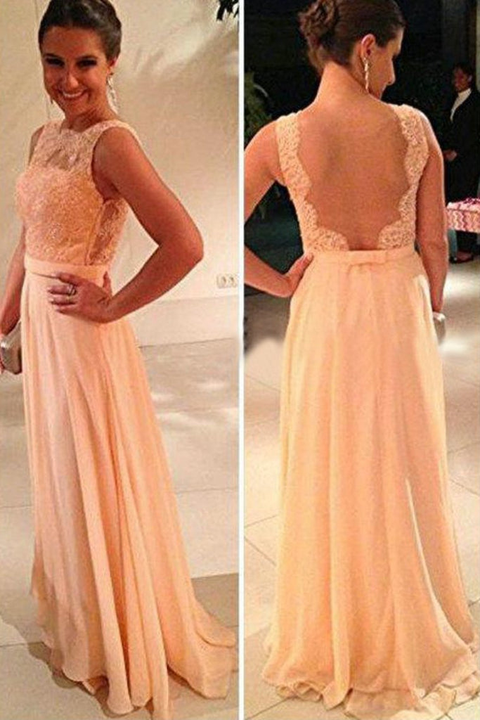 Scoop A Line Exquisite Lace & Chiffon Prom