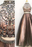 2 Pieces Long Black And Pink Modest Beading A-Line Prom