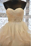 Sweetheart Wedding Dress A Line Organza With Beads And Ruffles