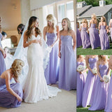 Elegant Lavender Strapless Chiffon Bridesmaid Dresses, Ruffles Wedding Party Dresses STB15172