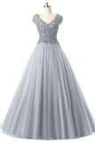Tulle Prom Dresses V-Neck Floor-Length With
