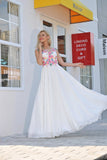 Prom Dresses Scoop Chiffon With Applique And Ruffles