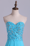 Sweetheart Beaded Bodice Intricately Detailed With Matching Beading Chiffon A-Line Prom