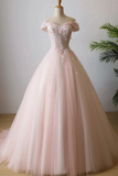 Stunning Off The Shoulder Ball Gown Quinceanera Dresses Tulle 3D Flowers Prom