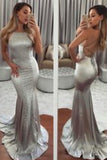Sexy Prom Dresses Mermaid Halter Lace Up Open Back