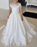 Lovely Cap Sleeves Appliques Ball Gown Little Flower Girl Dress, Off the Shoulder Baby Dress STB15257
