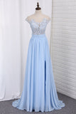 Scoop Prom Dresses A Line Chiffon With Applique