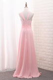 Chiffon Bridesmaid Dresses Scoop A Line Floor Length With Ruffles And