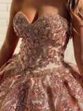 Rosewood Sequins Ball Gown Sweetheart Strapless Quinceanera Dresses with STB15661
