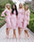 Fashion Sheath Jewel Mermaid Long Sleeves Pink Lace Knee Length Bridesmaid Dress