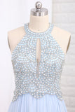 2024 New Arrival Prom Dresses Scoop Chiffon With Beading Open Back