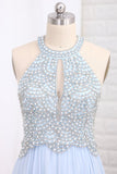 New Arrival Prom Dresses Scoop Chiffon With Beading Open