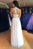 Unique A Line Colorful Beads Chiffon White Formal Dresses, Prom Evening Dresses STB15539
