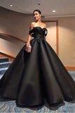 A Line Off The Shoulder Prom Dresses Satin With Beading Floor