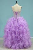Prom Dresses Ball Gown Sweetheart Organza Floor Length Quinceanera