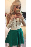 Scoop Homecoming Dresses A Line Long Sleeves Lace