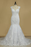 Straps Mermaid Wedding Dresses Tulle With Applique