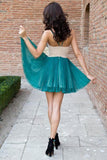Elegant V-Neck A-Line Green Short Homecoming Dress Prom