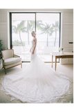 Sexy Appliqued Beach Wedding Dress With Racerback Illusion Neckline Wedding STBPBN4L9Q7