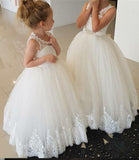 Princess Ivory Flower Girl Dresses with Lace Appliques, Cute Little Girl Dress STB15590