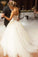 Fairy Ball Gown Strapless Sweetheart Ivory Tulle Long Wedding Dresses with Lace Appliques