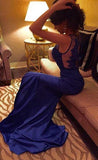 Royal Blue Backless Long Charming Evening Dress Formal Women Dress Prom Dresses