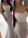 Lace Cheap Long Strapless Mermaid Appliques Backless Custom Bridesmaid Dresses