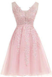 Short Dusty Rose Homecoming Dresses Lace Beads Tulle Appliqued Princess Hoco Dress