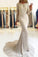 Elegant Mermaid Long Sleeve Scoop Lace Prom Dresses Long Evening Dresses