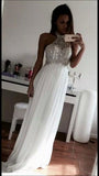Gorgeous High Quality A-Line Sleeveless Beading Long Halter Chiffon Prom Dresses