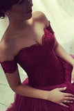 New Design Ball Gown Off the Shoulder Sweetheart Tulle Lace Sexy Prom Dresses
