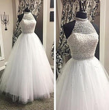 Halter Beading Wedding Dresses Floor-Length Long Wedding Dresses Wedding Dresses