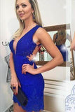 Homecoming Dress Lace Royal Blue Homecoming Dress Fitted Short Prom Dresses