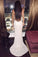 Mermaid Deep V-Neck Sweep Train Backless Criss-Cross Straps Ivory Sequined Prom Dresses