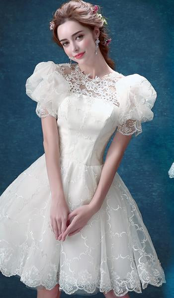 Princess Vintage Ivory Short Prom Dress Sweet 16 Cocktail Dress Graduation Dresses