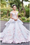 Floral Ball Gown Off the Shoulder Layered Custom Made Quinceanera Dress Wedding
