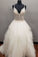 Ivory V Neck Tulle Long Spaghetti Straps Beads Asymmetrical Cheap Prom Dresses