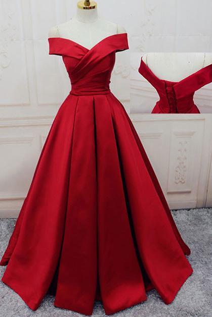 Gorgeous Red Off Shoulder Sweetheart Sleeveless Long Lace up Prom Dresses