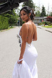 Elegant Lace Appliques V-Neck Backless White Sweetheart Spaghetti Straps Mermaid Wedding Dress