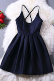Cute Navy Blue Pleats Short Dress Fashion New Vestido Prom Dress Juniors Party