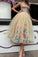 Elegant Strapless Sweetheart Appliques Tulle Tea Length Prom Dresses