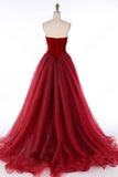 Princess V-Neck Organza Sleeveless Open Back Ruffles Burgundy Prom Dresses